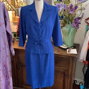 Patterned Blue Miss Dorby Skirt Suit